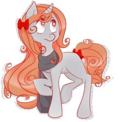 Size: 1024x1024 | Tagged: safe, artist:8-bit-goat, oc, oc only, oc:hanna, pony, unicorn, blank flank, bow, clothes, female, hair bow, mare, raised hoof, scarf, simple background, solo, tail bow, transparent background