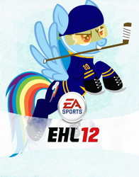 Size: 550x700 | Tagged: safe, artist:doctorxfizzle, rainbow dash, g4, box art, cover, ea sports, female, game, hockey, nhl, nhl 12, parody, solo