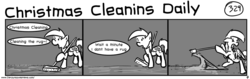 Size: 1280x404 | Tagged: safe, artist:tetrapony, derpy hooves, pegasus, pony, comic:the daily derp, g4, christmas cleanins daily, comic, female, mare, monochrome