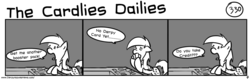 Size: 1280x404 | Tagged: safe, artist:tetrapony, derpy hooves, pegasus, pony, comic:the daily derp, g4, comic, female, grayscale, mare, monochrome, the cardlies dailies