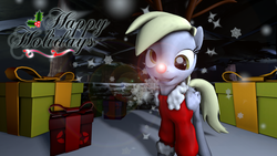 Size: 1920x1080 | Tagged: safe, derpy hooves, pegasus, pony, g4, 3d, female, holiday, mare, present, solo, source filmmaker