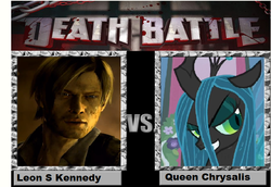 Size: 682x469 | Tagged: safe, queen chrysalis, g4, death battle, leon s. kennedy, meme, resident evil