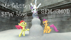 Size: 845x475 | Tagged: safe, artist:mr.tektite, apple bloom, scootaloo, sweetie belle, earth pony, pony, g4, 3d, blog, cutie mark crusaders, funny, gmod, silly, silly pony, snow, snowman, source filmmaker