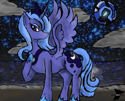 Size: 1024x830 | Tagged: safe, artist:icysnew, nightmare moon, princess luna, alicorn, pony, g4, female, mare, s1 luna, solo