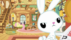 Size: 1366x768 | Tagged: safe, screencap, angel bunny, fluttershy, g4, ponyville confidential