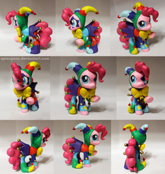 Size: 1839x1936 | Tagged: safe, artist:aplexpony, pinkie pie, g4, clay, clothes, costume, craft, figurine, irl, jester, sculpture, solo