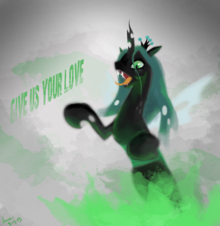 Size: 1275x1304 | Tagged: safe, artist:rixnane, queen chrysalis, changeling, changeling queen, g4, crown, fangs, female, jewelry, regalia, solo, tongue out