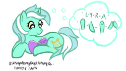 Size: 983x553 | Tagged: safe, artist:perseveringrose, lyra heartstrings, pony, unicorn, g4, female, mare, sign language, simple background, solo, white background