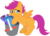 Size: 1083x784 | Tagged: safe, artist:bumblebun, scootaloo, flight to the finish, g4, my little pony: friendship is magic, crying, female, poster, sad, scooter, simple background, solo, transparent background, trash can