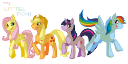 Size: 1600x800 | Tagged: safe, artist:haruki513, applejack, fluttershy, rainbow dash, twilight sparkle, g4, engrish, pixiv