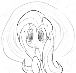 Size: 500x475 | Tagged: safe, fluttershy, g4, female, hypnosis, monochrome, solo