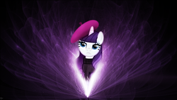 Size: 1920x1080 | Tagged: safe, artist:karl97, artist:kiattakatt, edit, rarity, pony, unicorn, g4, beatnik rarity, beret, clothes, female, hat, solo, vector, wallpaper, wallpaper edit