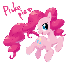 Size: 700x618 | Tagged: safe, artist:eto, pinkie pie, earth pony, pony, g4, cute, diapinkes, female, heart, mare, open mouth, pixiv, simple background, solo, white background