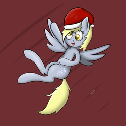 Size: 2000x2000 | Tagged: safe, artist:spenws, derpy hooves, pegasus, pony, g4, christmas, female, flying, mare, solo