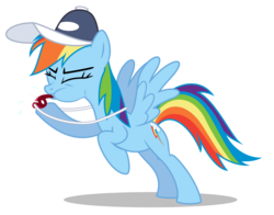 Size: 7655x6000 | Tagged: safe, artist:masem, rainbow dash, pegasus, pony, flight to the finish, g4, absurd resolution, baseball cap, female, mare, rainblow dash, rainbow dashs coaching whistle, simple background, solo, spit, spitting, spread wings, that pony sure does love whistles, transparent background, vector, whistle, whistle necklace, wings