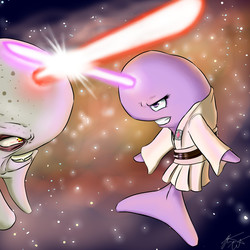 Size: 1600x1600 | Tagged: safe, artist:captainpudgemuffin, twilight sparkle, narwhal, whale, g4, barely pony related, crossover, emperor palpatine, glare, grin, gritted teeth, jedi, mr weebl, sith, smirk, space, species swap, star wars, stars, twilight sparwhal, wat