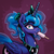 Size: 1600x1600 | Tagged: safe, artist:kp-shadowsquirrel, princess luna, alicorn, pony, g4, alternate hairstyle, blushing, eating, embarrassed, female, looking at you, plewds, ponytail, popsicle, solo, sucking, surprised, sweat, wide eyes