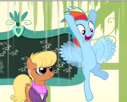 Size: 440x352 | Tagged: safe, screencap, ms. harshwhinny, rainbow dash, pony, flight to the finish, g4, smear frame