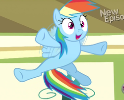 Size: 416x336 | Tagged: safe, screencap, rainbow dash, pony, flight to the finish, g4, female, flying, solo