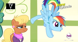 Size: 616x336 | Tagged: safe, screencap, ms. harshwhinny, rainbow dash, flight to the finish, g4, out of context