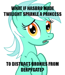 Size: 436x504 | Tagged: safe, lyra heartstrings, g4, alicorn drama, conspiracy lyra, derpygate, drama, exploitable meme, female, meme, op is trying to start shit, solo