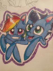 Size: 1024x1365 | Tagged: safe, artist:paris-the-platypus, rainbow dash, soarin', g4, female, male, ship:soarindash, shipping, straight, traditional art