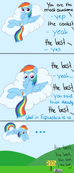 Size: 3685x8503 | Tagged: safe, artist:kaleysia, rainbow dash, pegasus, pony, g4, ..., cloud, comic, female, floppy ears, mare, on a cloud, solo, tape recorder, the best