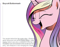 Size: 529x414 | Tagged: safe, button mash, princess cadance, g4, buttonhurt, cadance laughs at your misery, down with molestia, drama, exploitable meme, female, meme, meta, pinkiepony, solo, text, tumblr