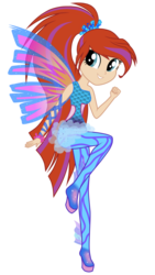 Size: 670x1191 | Tagged: safe, artist:destinyshirshuxd, fairy, equestria girls, g4, bloom (winx club), blue wings, colored wings, crossover, equestria girls-ified, fairy wings, female, gradient wings, rainbow s.r.l, simple background, sirenix, solo, transparent background, wings, winx club
