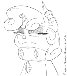 Size: 500x569 | Tagged: safe, artist:purple-yoshi-draws, sweetie belle, g4, 30 minute art challenge, female, meanie belle, monochrome, solo