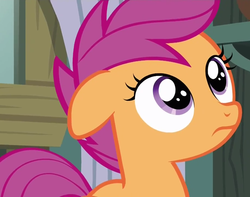 Size: 915x720 | Tagged: safe, screencap, scootaloo, pegasus, pony, flight to the finish, g4, cropped, cute, cutealoo, female, filly, floppy ears, solo