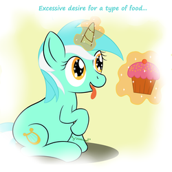 Size: 1280x1280 | Tagged: safe, artist:zeldafan777, lyra heartstrings, pony, unicorn, ask fatbelliedlyra, g4, addiction, ask, cake addict, chubby, cupcake, fat, female, food, lard-ra heartstrings, mare, solo, stomach noise, tumblr