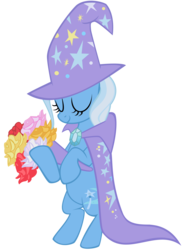 Size: 1859x2537 | Tagged: safe, artist:alkippe-mlp, trixie, pony, boast busters, g4, bipedal, female, flower, simple background, solo, transparent background, vector