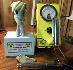 Size: 832x800 | Tagged: safe, derpy hooves, pegasus, pony, g4, female, funko, geiger counter, irl, mare, photo, radiation, toy, uranium
