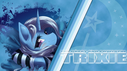 Size: 1920x1080 | Tagged: safe, artist:mirapony, artist:pappkarton, trixie, anthro, g4, cutie mark, female, smiling, solo, wallpaper