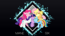 Size: 1920x1080 | Tagged: safe, artist:divideddemensions, artist:silentmatten, edit, applejack, fluttershy, pinkie pie, rainbow dash, rarity, twilight sparkle, g4, group hug, mane six, vector, wallpaper, wallpaper edit