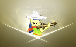 Size: 1920x1200 | Tagged: safe, artist:f5xs-0000b, artist:jerick, fiddlesticks, g4, apple family member, female, hat, musical instrument, solo, vector, violin, wallpaper