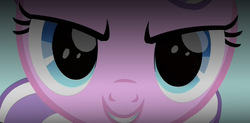 Size: 890x438 | Tagged: safe, diamond tiara, flight to the finish, g4, my little pony: friendship is magic, bronybait, eyes, female, grin, hypnosis, looking at you, solo