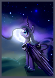 Size: 2121x3000 | Tagged: safe, artist:alumx, princess luna, g4, female, galaxy mane, moon, solo