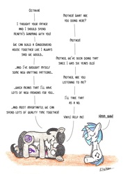 Size: 2480x3508 | Tagged: safe, artist:bobthedalek, dj pon-3, octavia melody, vinyl scratch, oc, oc:mixed melody, oc:octavia's mother, earth pony, pony, unicorn, g4, mothers gonna mother