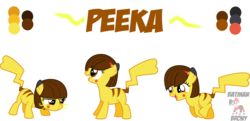 Size: 2429x1176 | Tagged: safe, artist:batmanbrony, oc, oc only, pikachu, pony, female, filly, ponified, solo