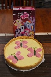 Size: 800x1200 | Tagged: safe, artist:moonsugar33, fluttershy, g4, cheesecake, cutie mark, food, food art, photo