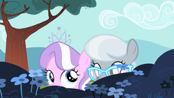 Size: 1280x720 | Tagged: safe, screencap, diamond tiara, silver spoon, flight to the finish, g4, my little pony: friendship is magic, eyes, glasses, tiara