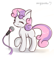 Size: 1000x1080 | Tagged: safe, artist:imspainter, sweetie belle, g4, cute, female, microphone, solo