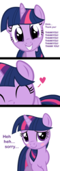 Size: 1031x2942 | Tagged: safe, twilight sparkle, pony, unicorn, g4, blushing, bronybait, embarrassed, excited, female, heart, kissing, mare, pov, simple background, smooch, thank you, transparent background, unicorn twilight, vector