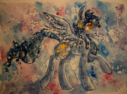 Size: 4290x3200 | Tagged: safe, artist:smartmeggie, oc, oc only, nightstark, solo, traditional art