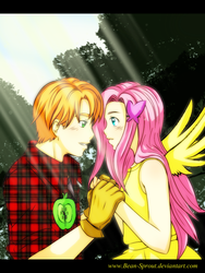 Size: 750x1000 | Tagged: safe, artist:bean-sprout, big macintosh, fluttershy, human, g4, female, humanized, light skin, male, ship:fluttermac, shipping, straight, winged humanization