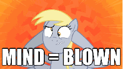 Size: 576x324 | Tagged: safe, artist:mysteryben, derpy hooves, pegasus, pony, epic rage time, g4, animated, female, image macro, mare, mind blown, reaction image, solo