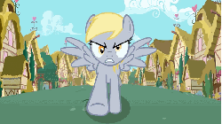 Size: 576x324 | Tagged: safe, artist:oblivionfall, derpy hooves, pegasus, pony, epic rage time, g4, angry, animated, female, mare, running, solo