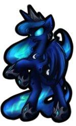 Size: 600x1000 | Tagged: safe, artist:kairaanix, princess luna, g4, female, glowing eyes, rearing, simple background, solo